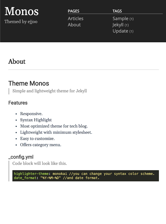 jekyll-theme-monos screenshot 3