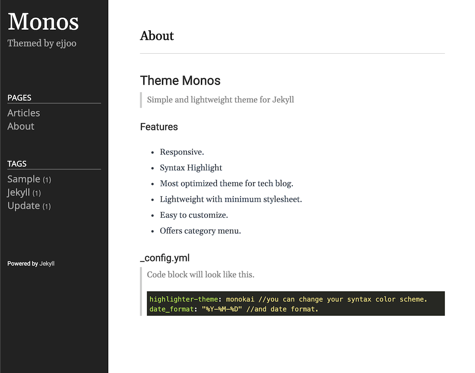 jekyll-theme-monos screenshot 1