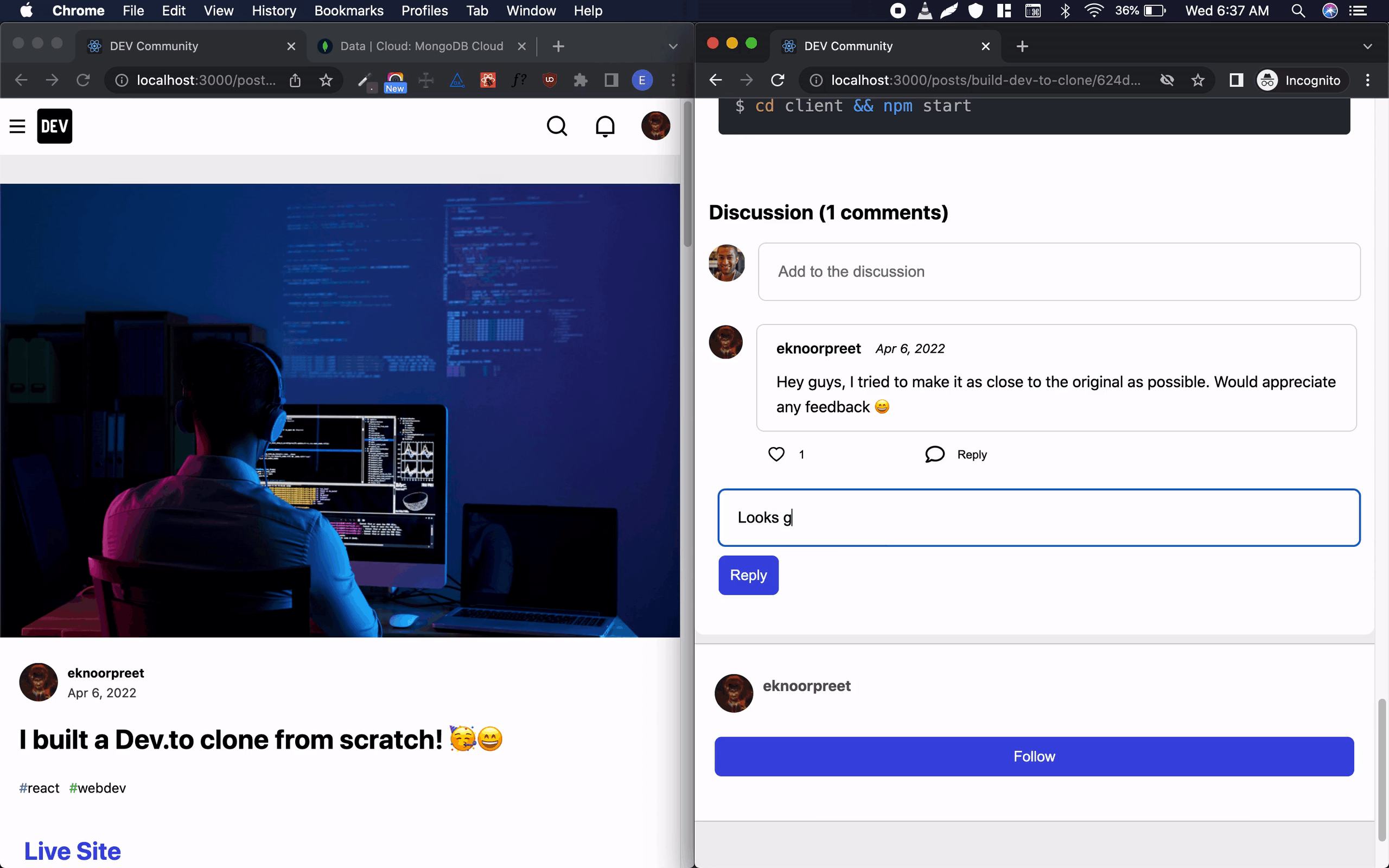 dev.to-clone screenshot 3
