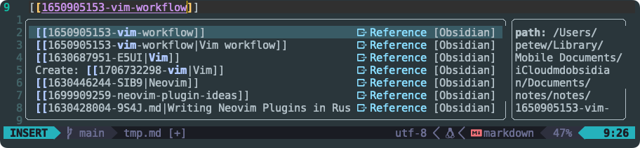 obsidian.nvim screenshot 1