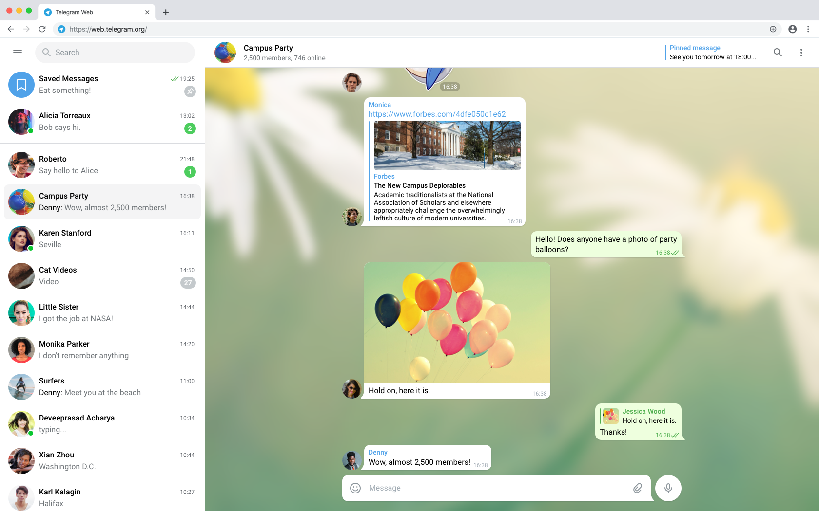 telegram-react screenshot 1
