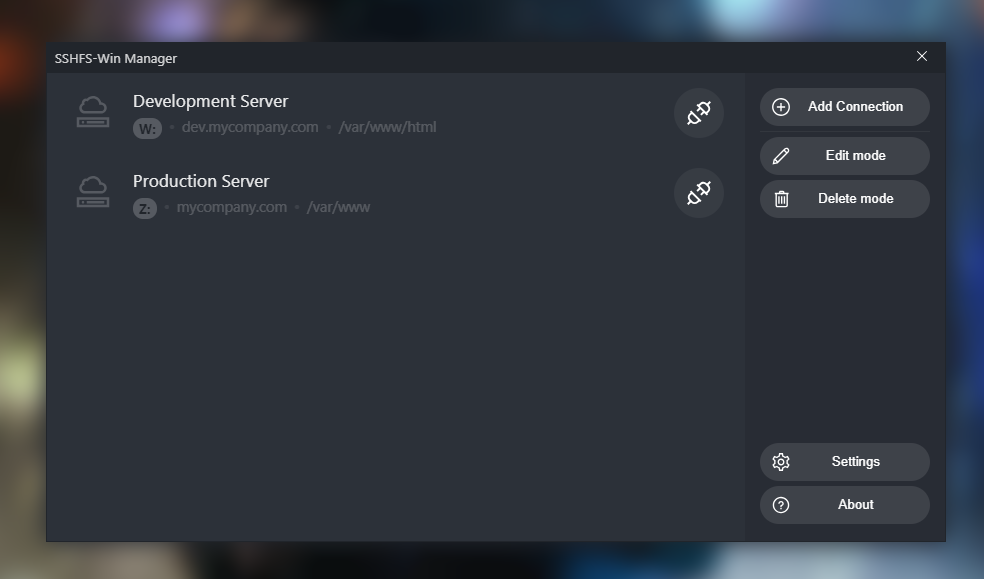 sshfs-win-manager screenshot 1