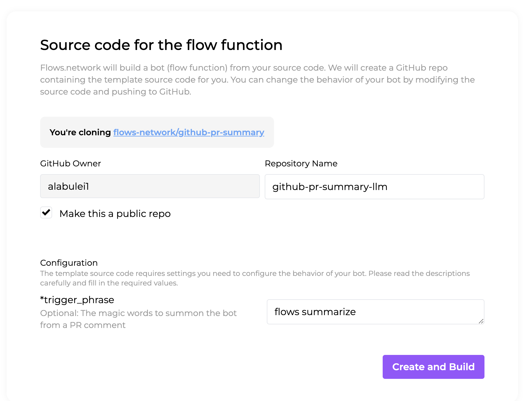 github-pr-summary screenshot 1