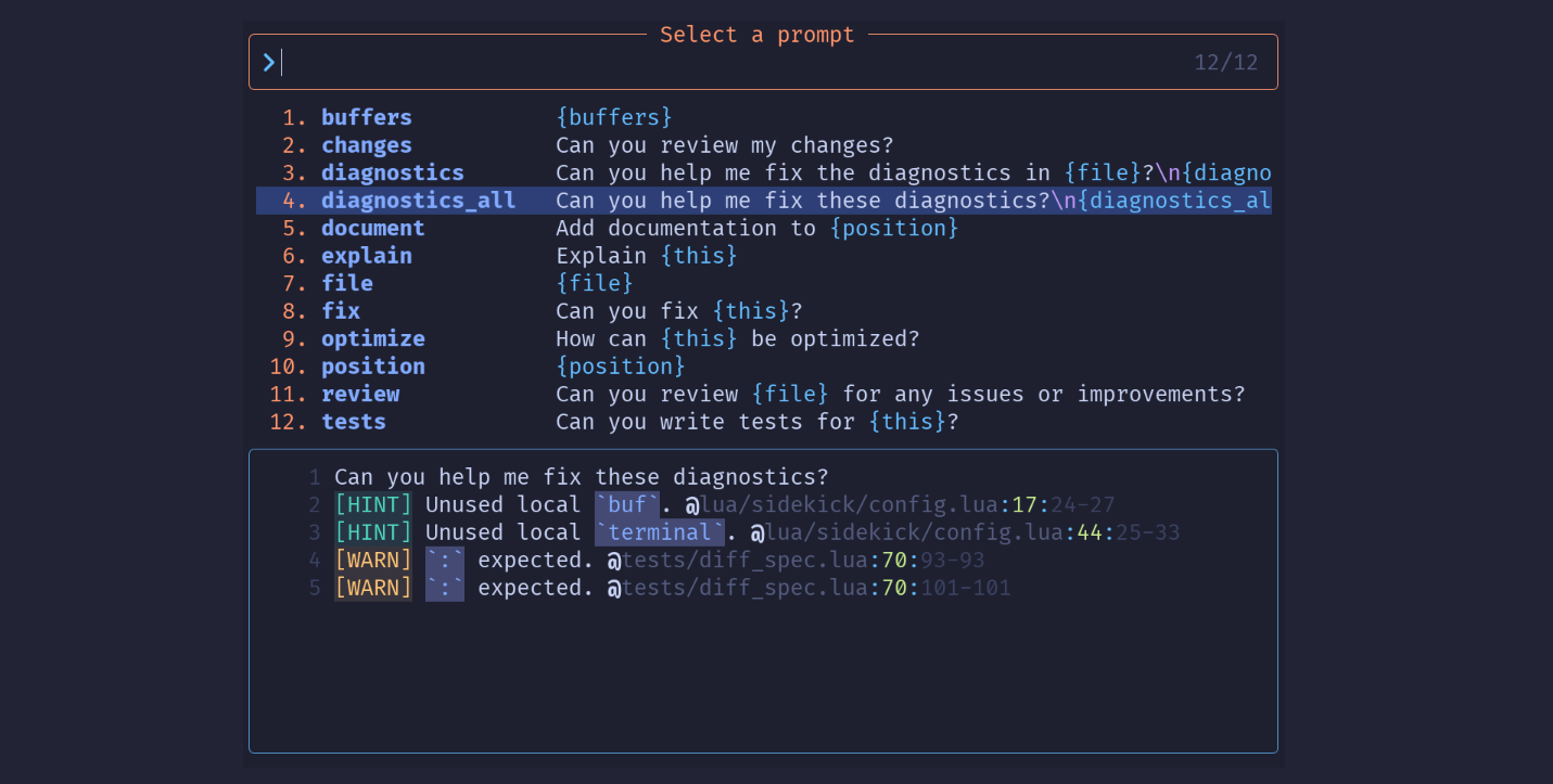 sidekick.nvim screenshot 2