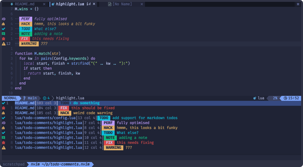 todo-comments.nvim screenshot 2