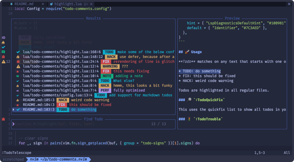 todo-comments.nvim screenshot 3
