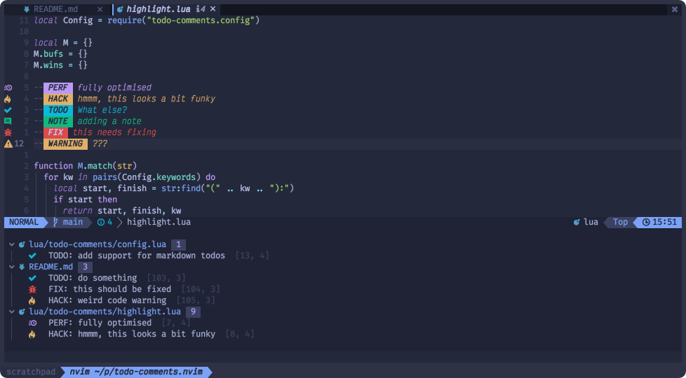 todo-comments.nvim screenshot 1