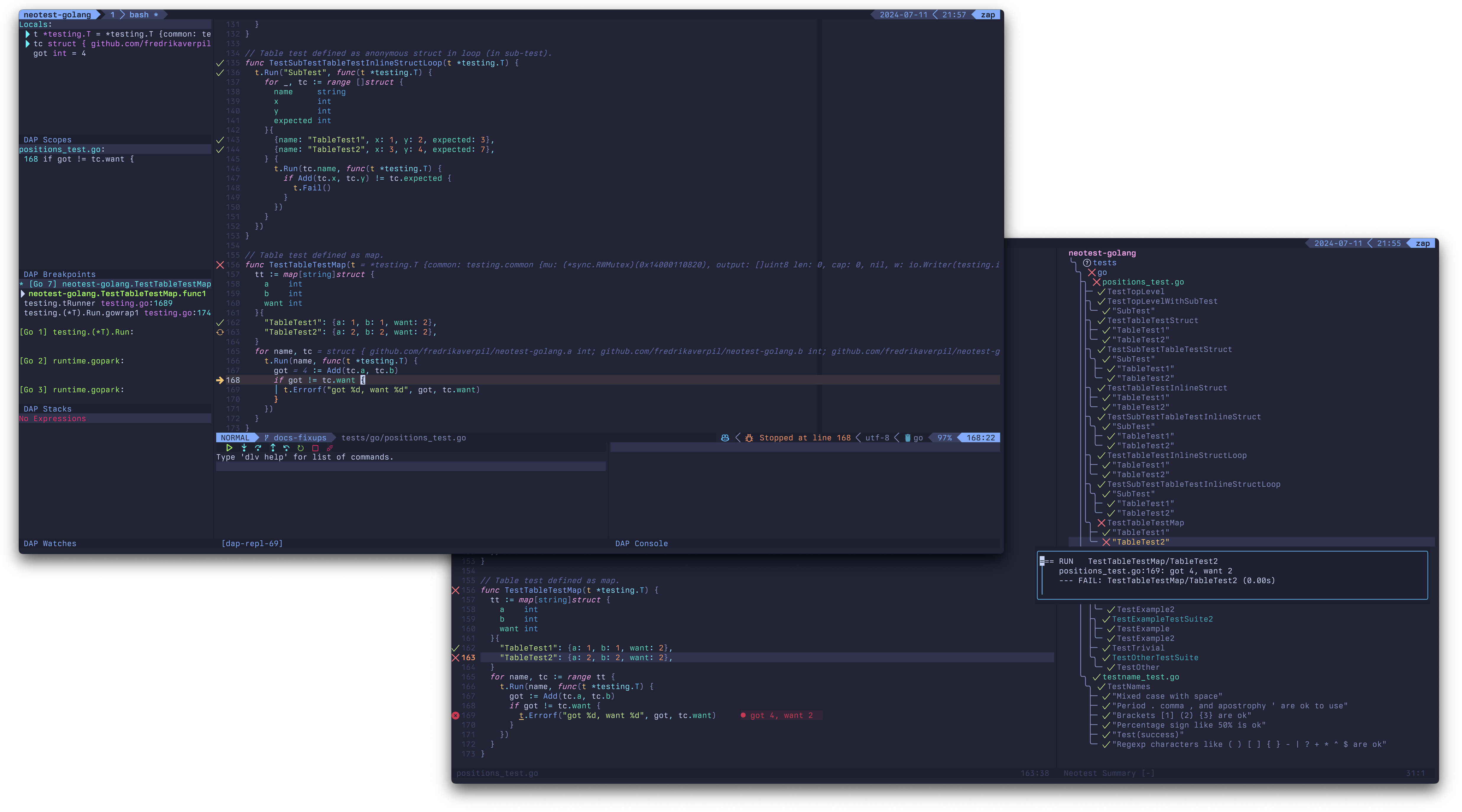 neotest-golang screenshot 1