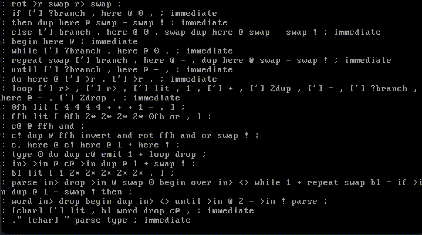 milliForth screenshot 1