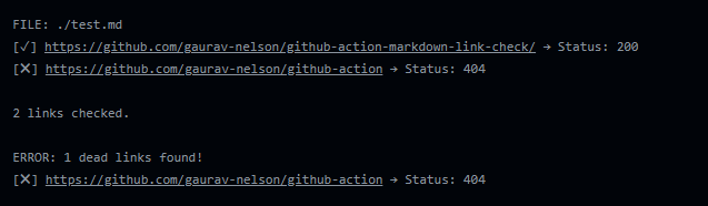 github-action-markdown-link-check screenshot 2