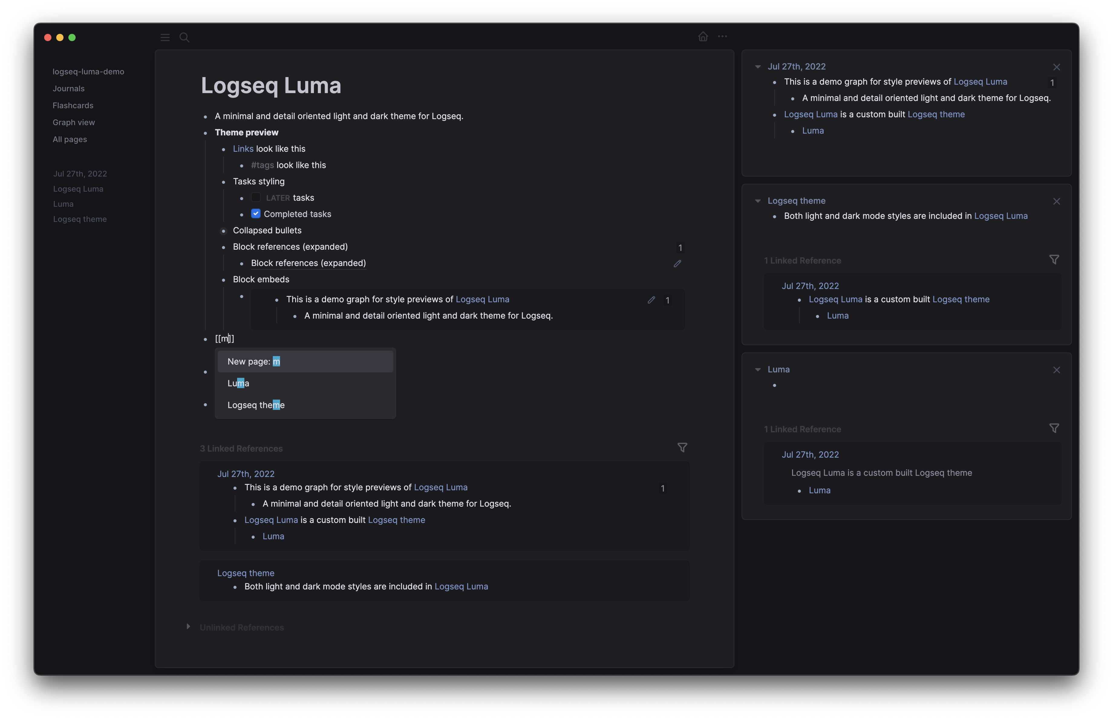 logseq-luma screenshot 2