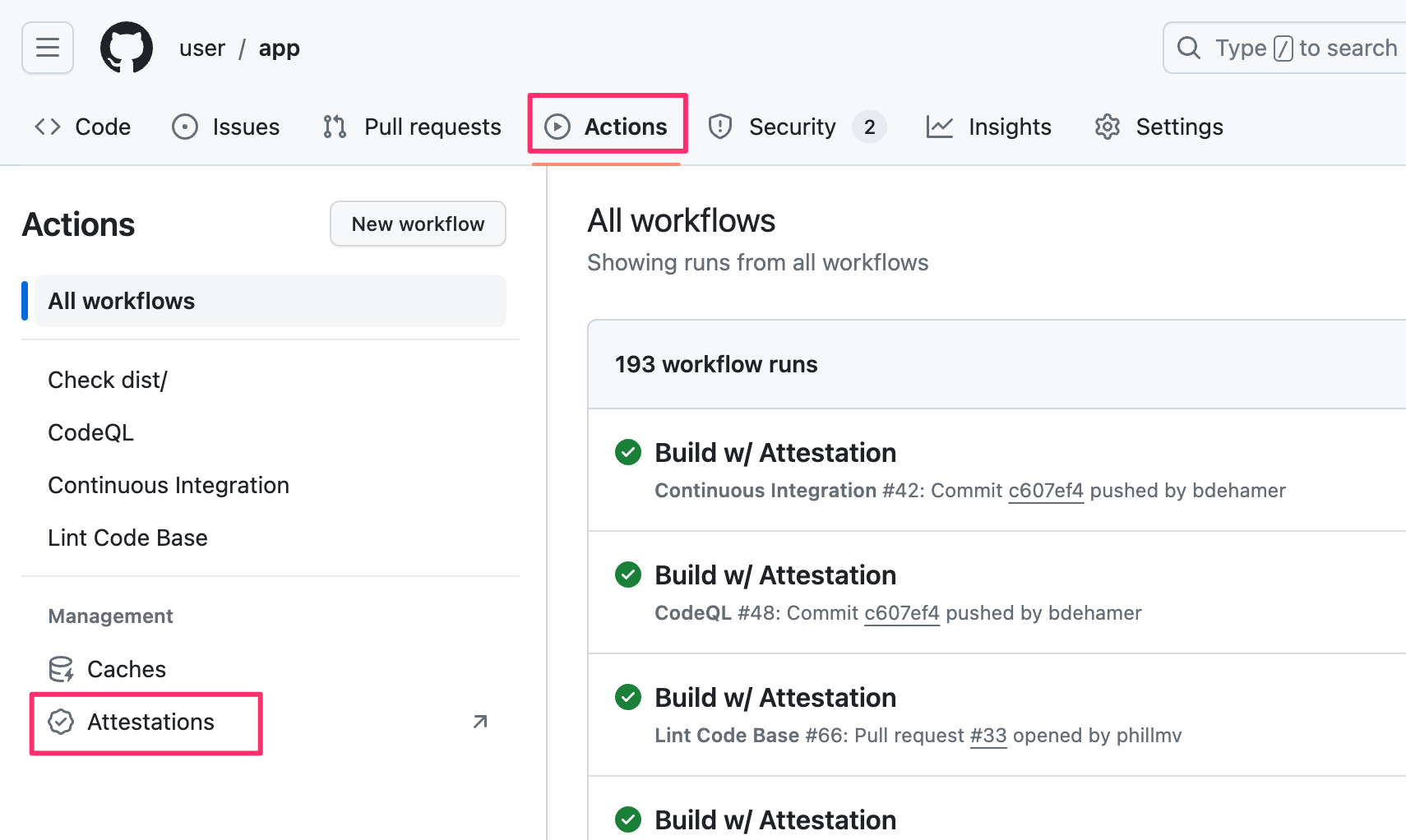 generate-build-provenance screenshot 1