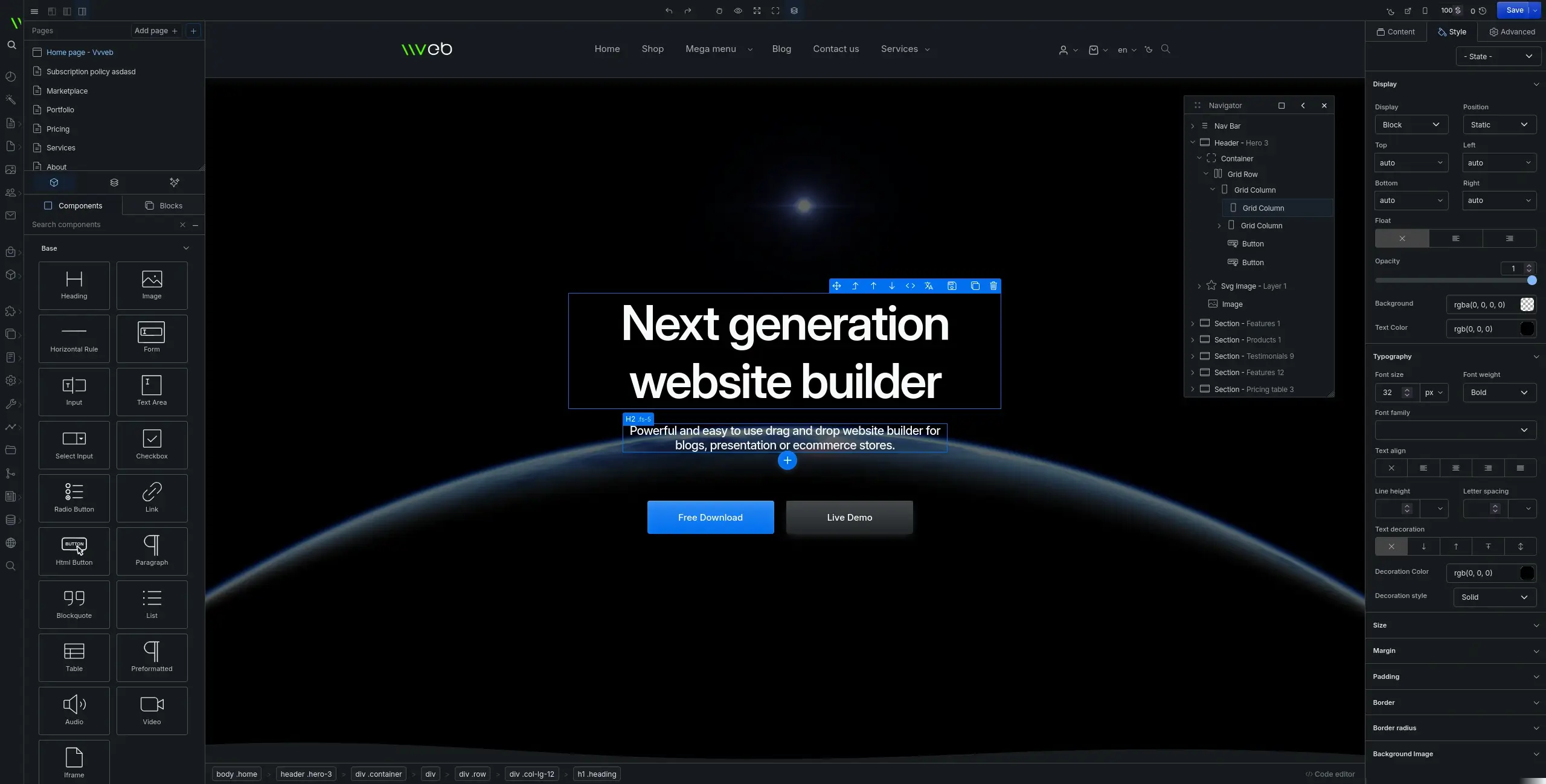 Vvveb screenshot 1