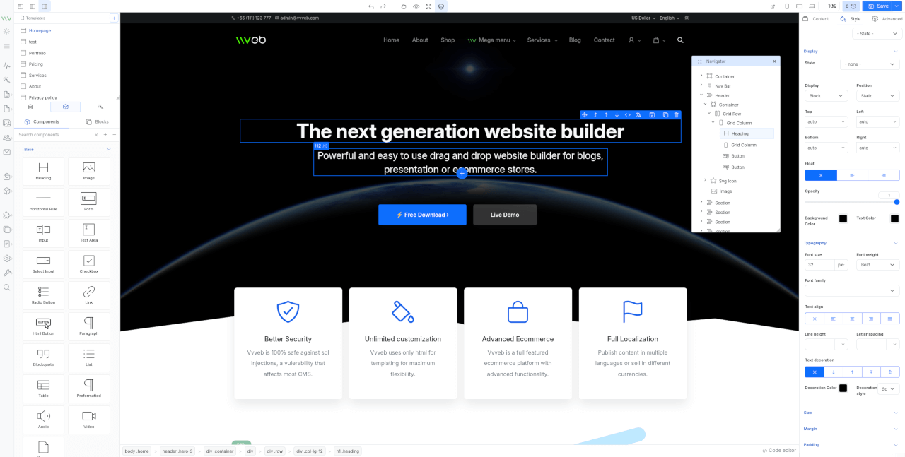 VvvebJs screenshot 2