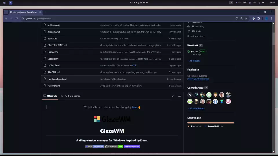 GlazeWM screenshot 1