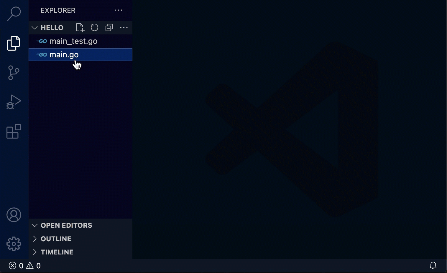 vscode-go screenshot 1