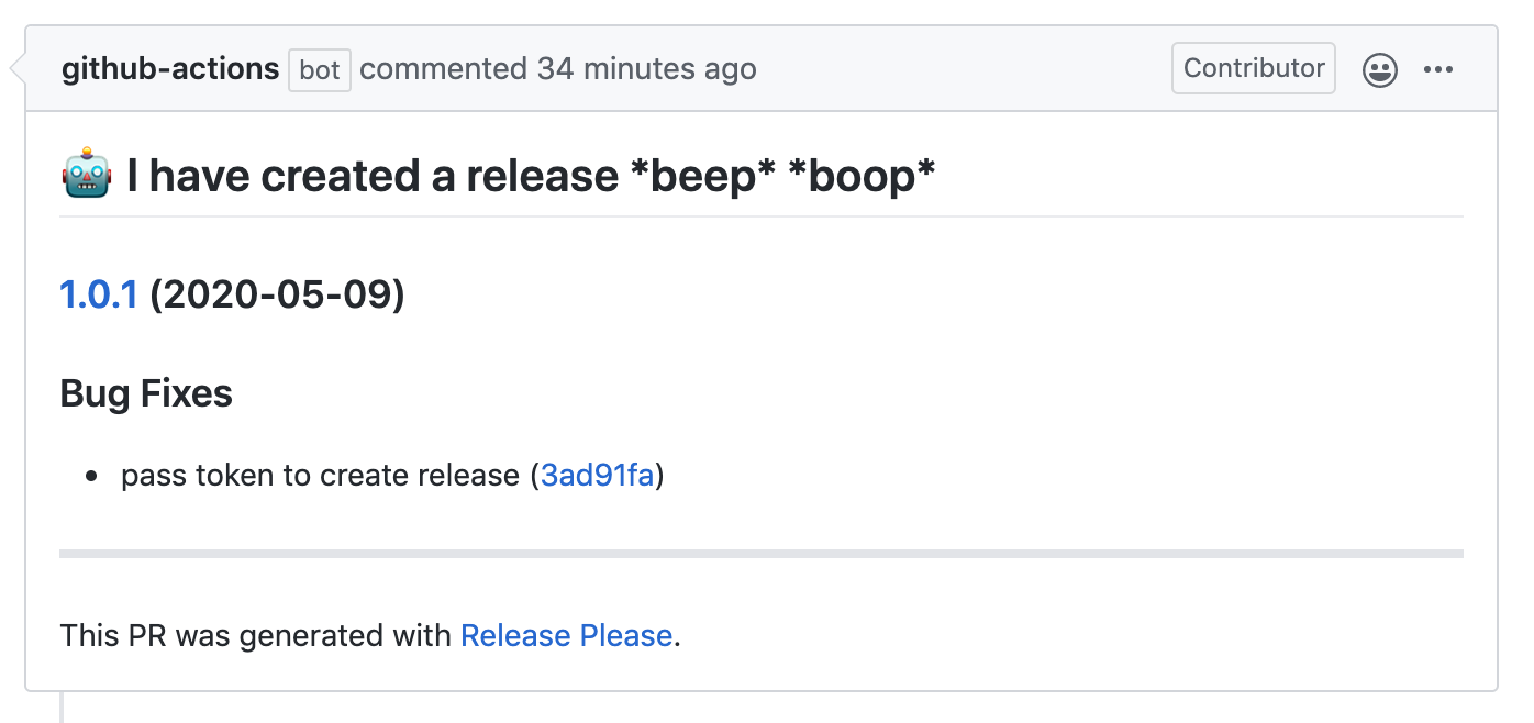 release-please-action screenshot 1