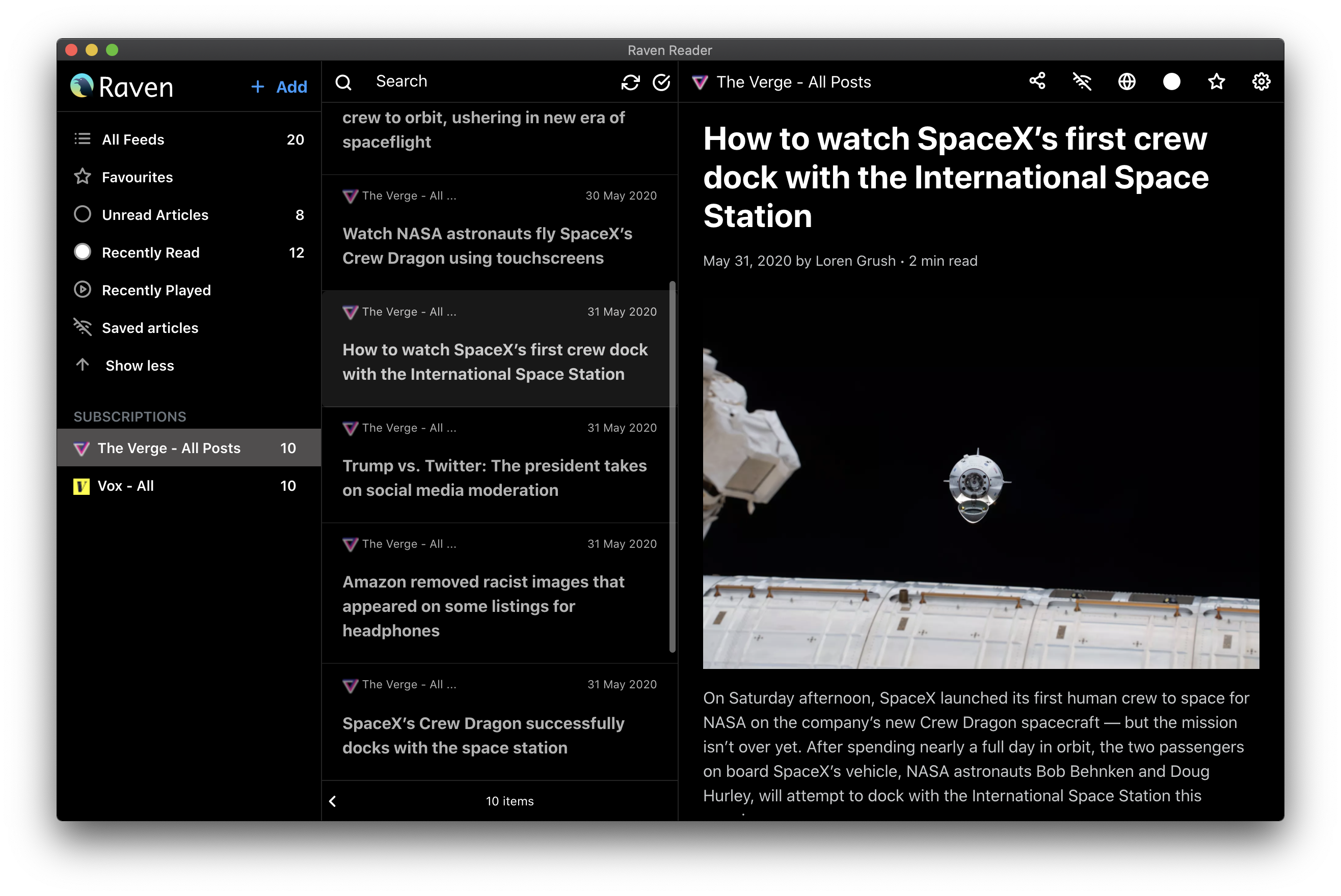 raven-reader screenshot 1