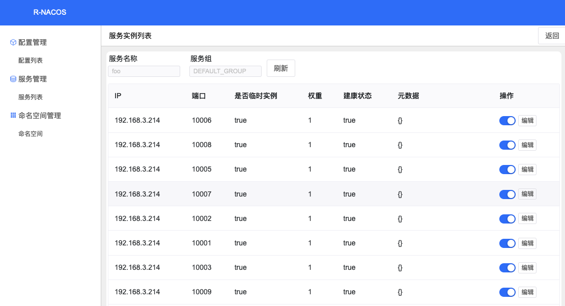rnacos screenshot 6