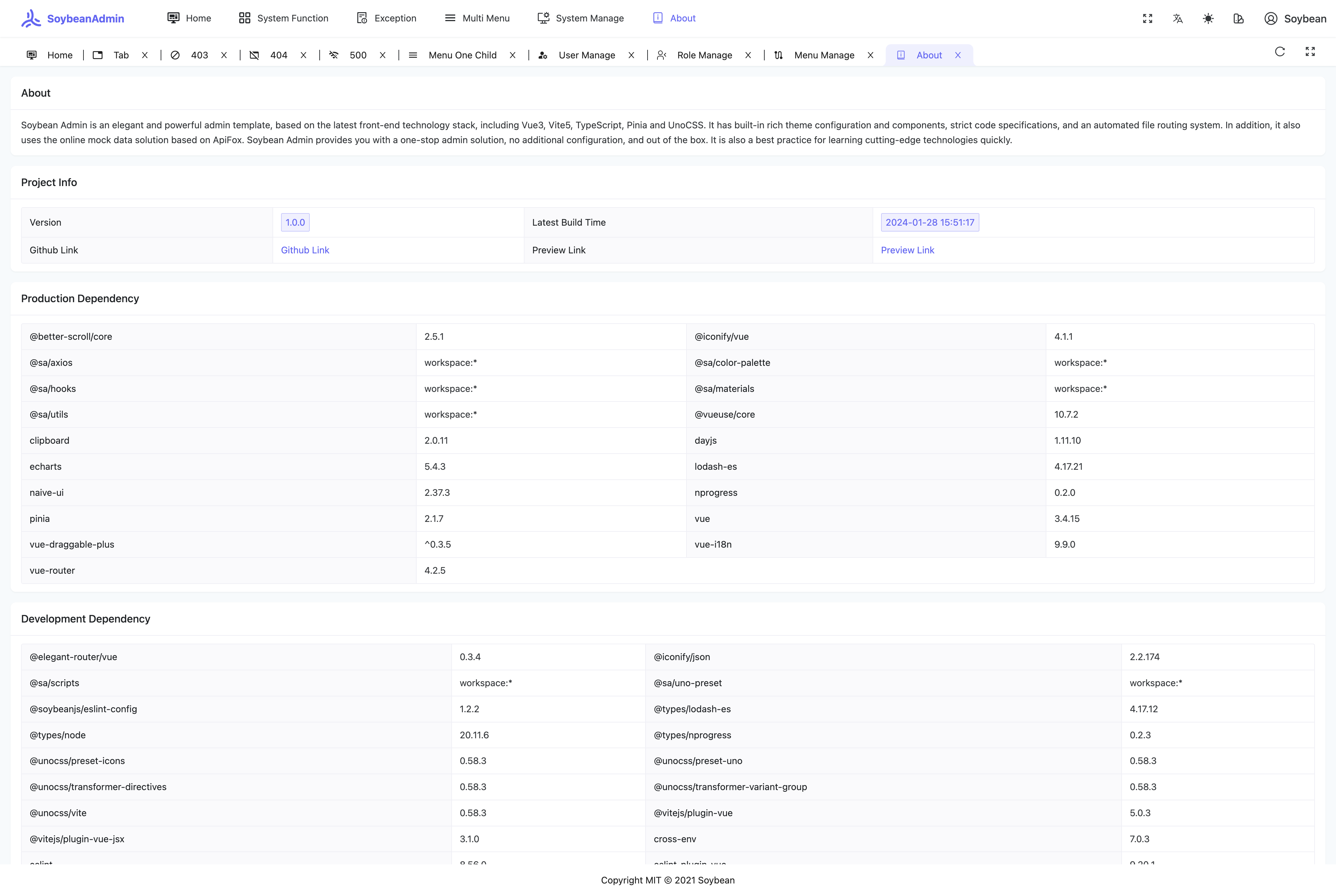 soybean-admin screenshot 9