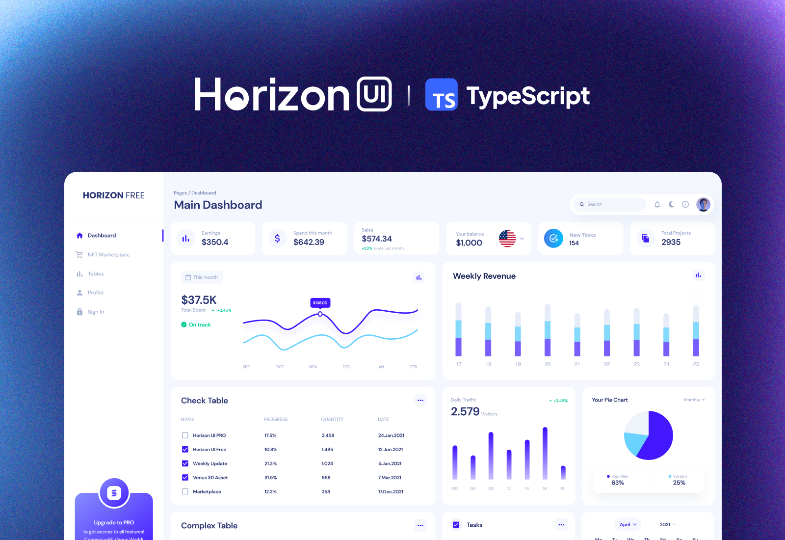 horizon-ui-chakra-ts screenshot 1