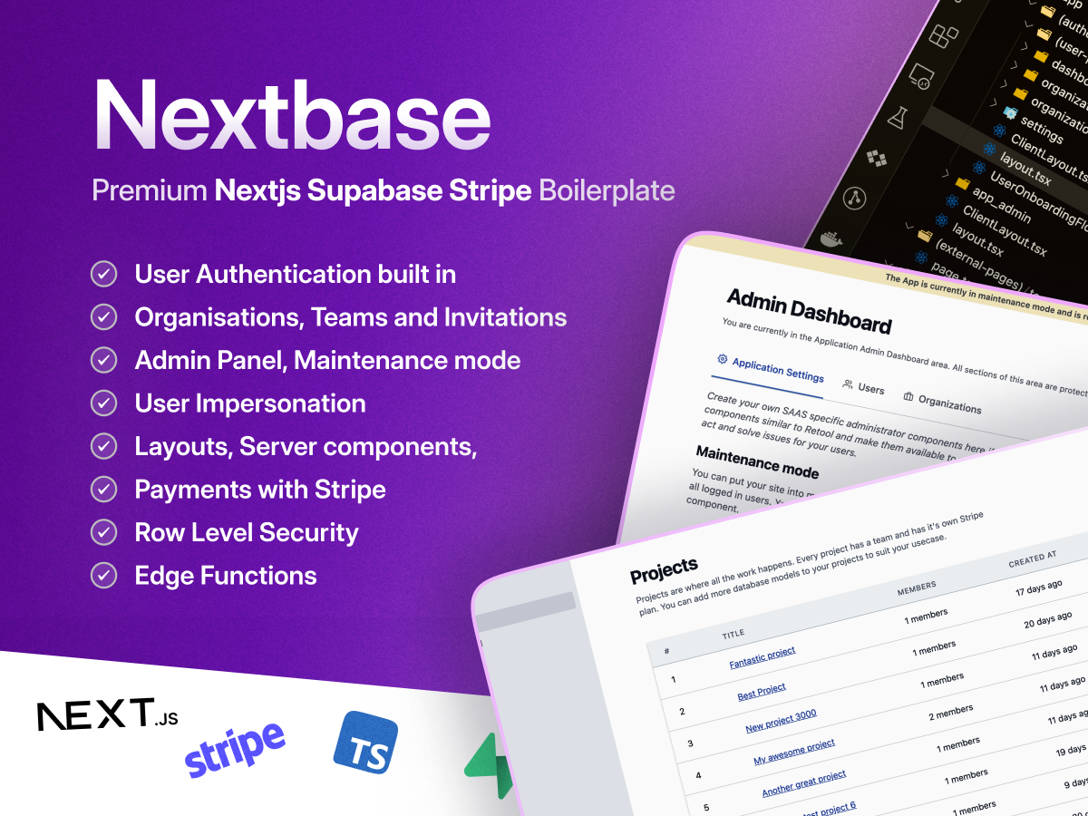 nextbase-nextjs13-supabase-starter screenshot 2