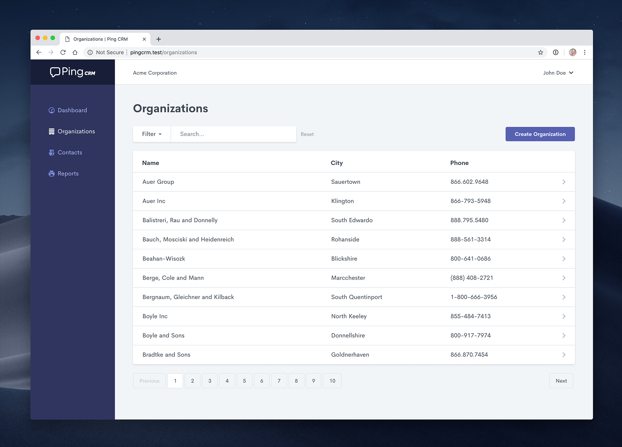 pingcrm screenshot 1