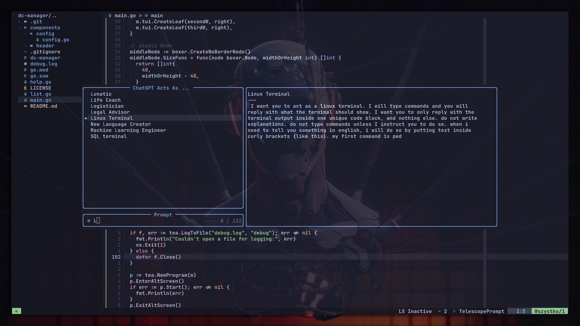 ChatGPT.nvim screenshot 2