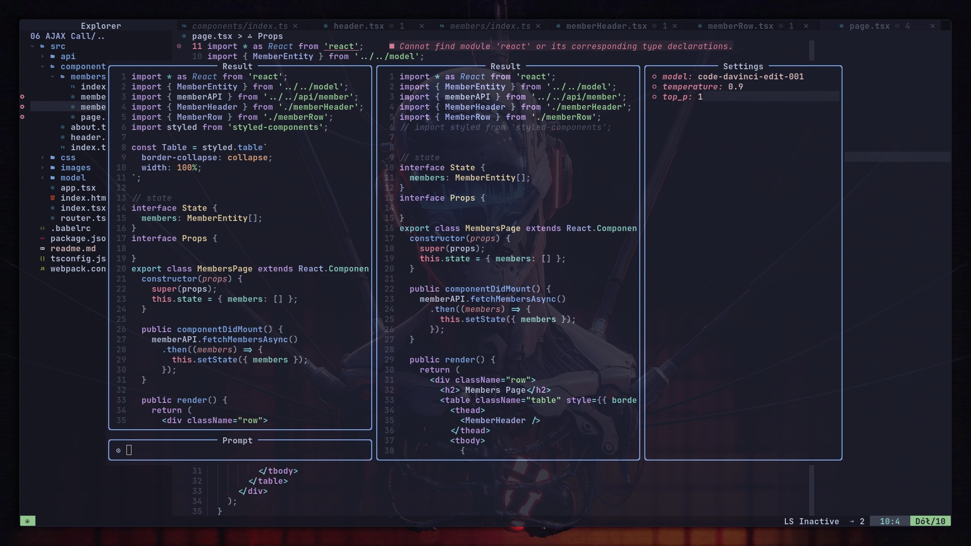 ChatGPT.nvim screenshot 3