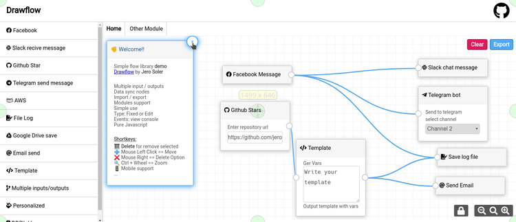 Drawflow screenshot 1