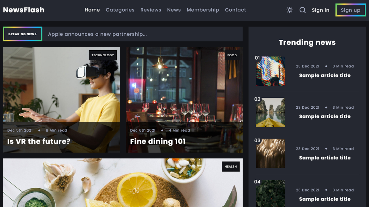 FreeCodeCamp-NewsFlash screenshot 1