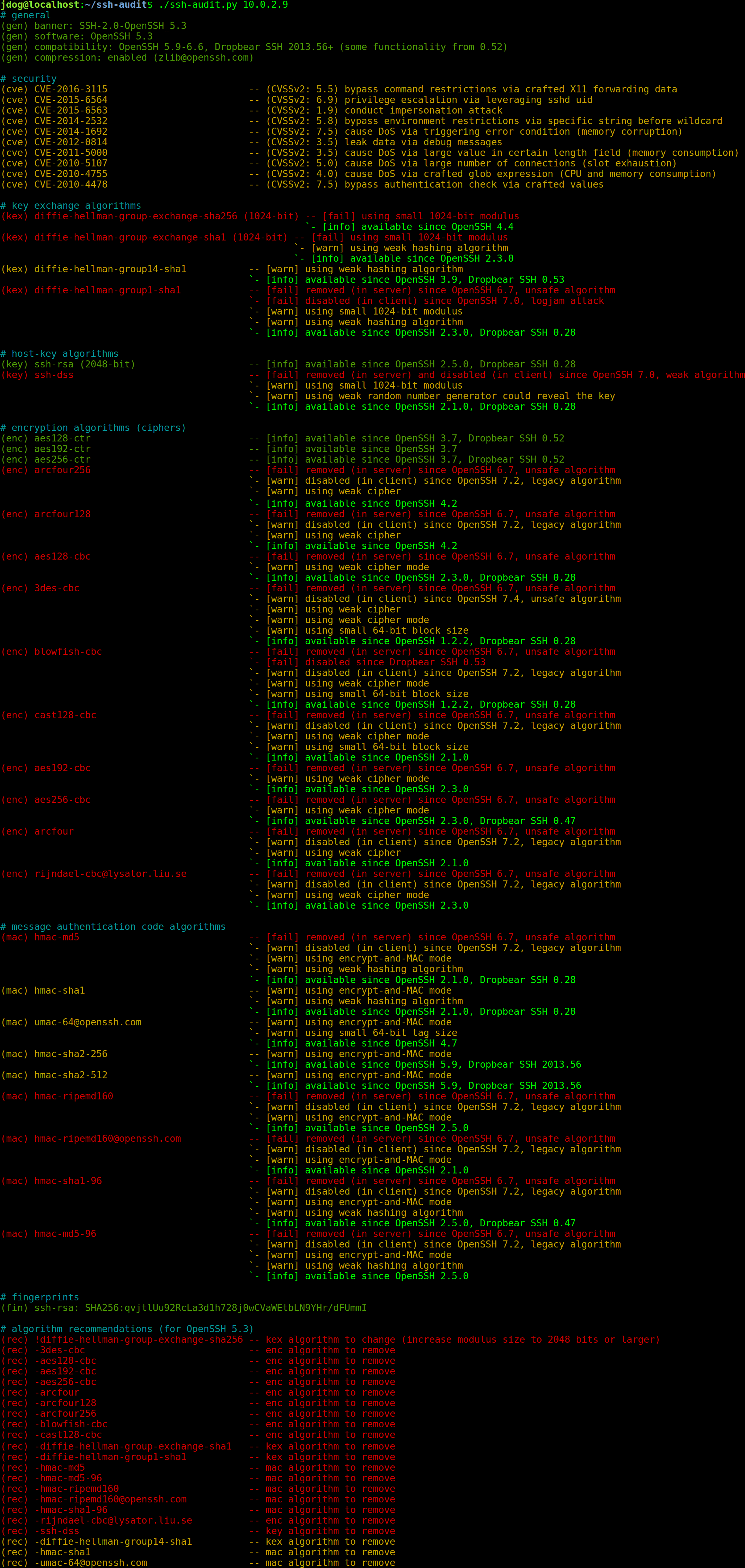 ssh-audit screenshot 1