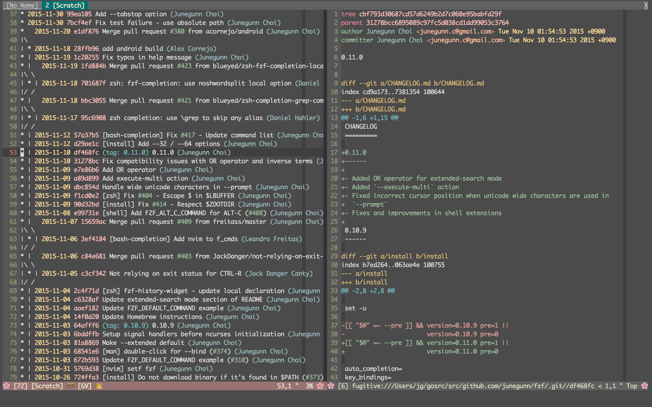 gv.vim screenshot 1