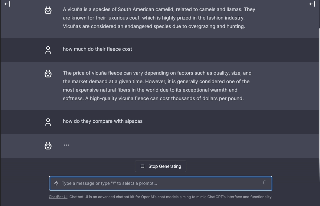 gpt-llama.cpp screenshot 2