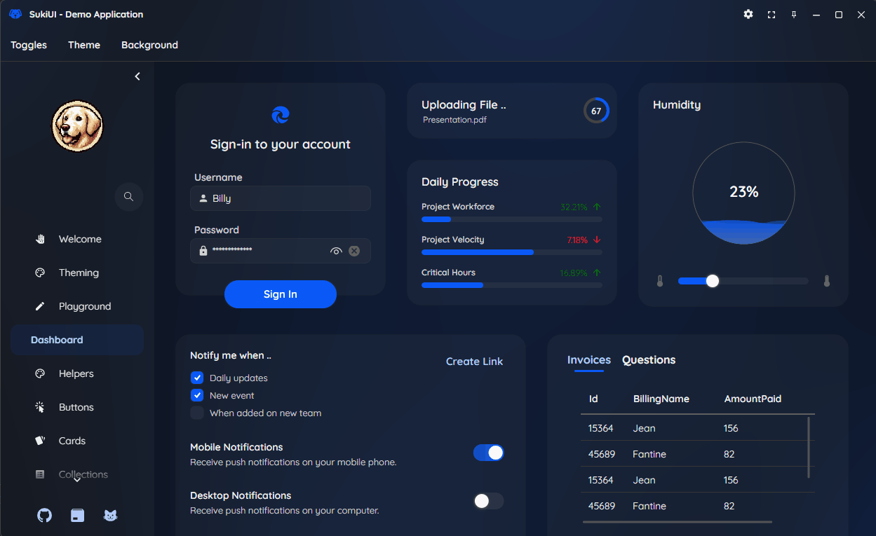 SukiUI screenshot 2
