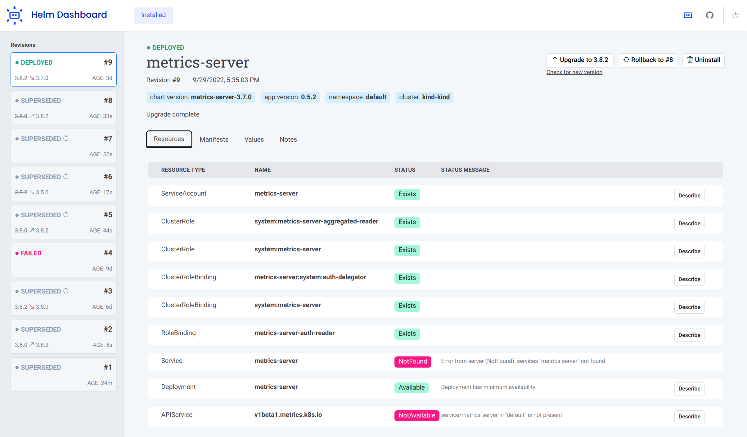 helm-dashboard screenshot 1