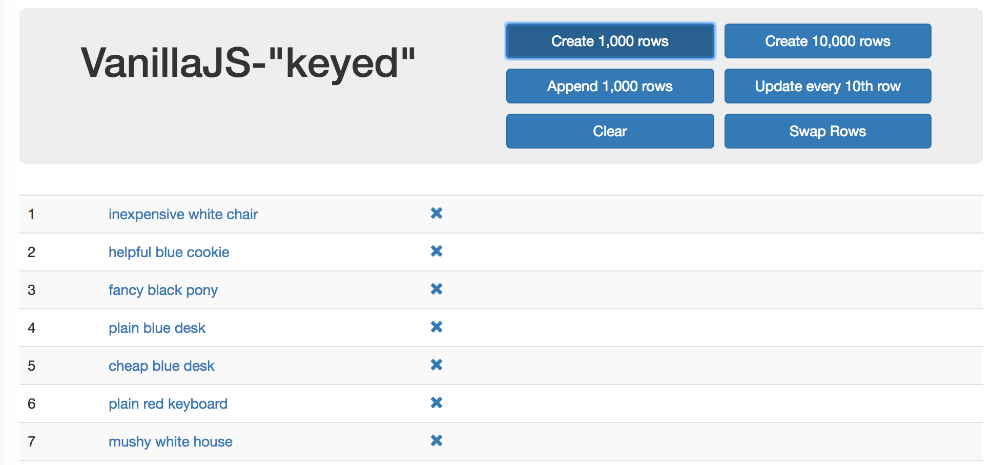 js-framework-benchmark screenshot 1