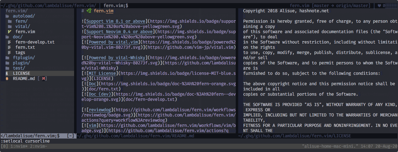 vim-fern screenshot 2