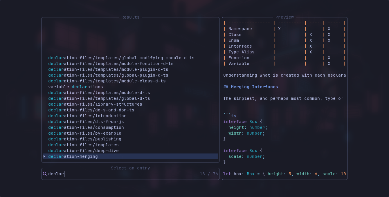 nvim-devdocs screenshot 1