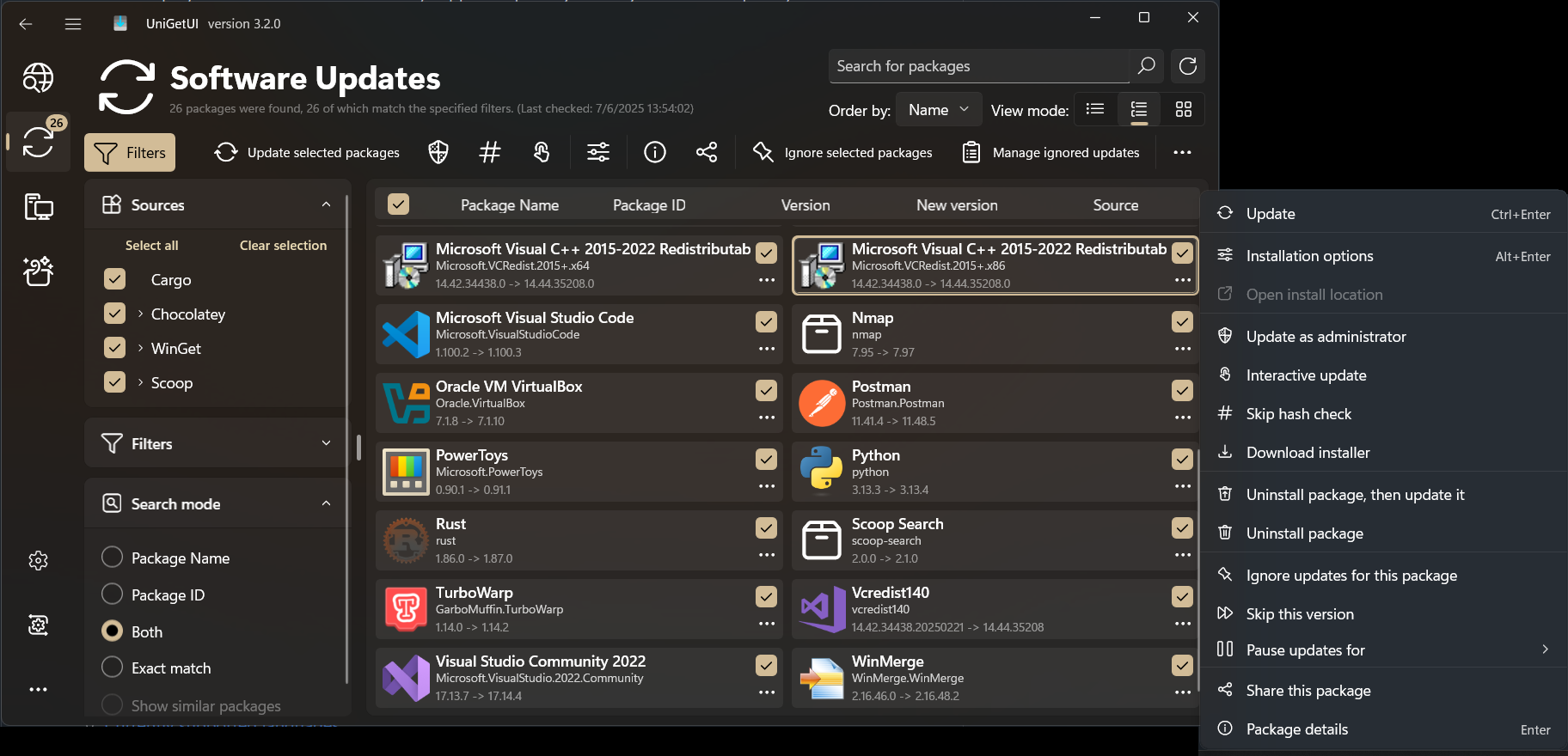 WingetUI screenshot 1