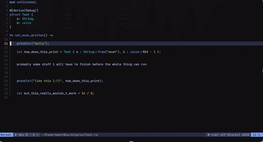 sniprun screenshot 3