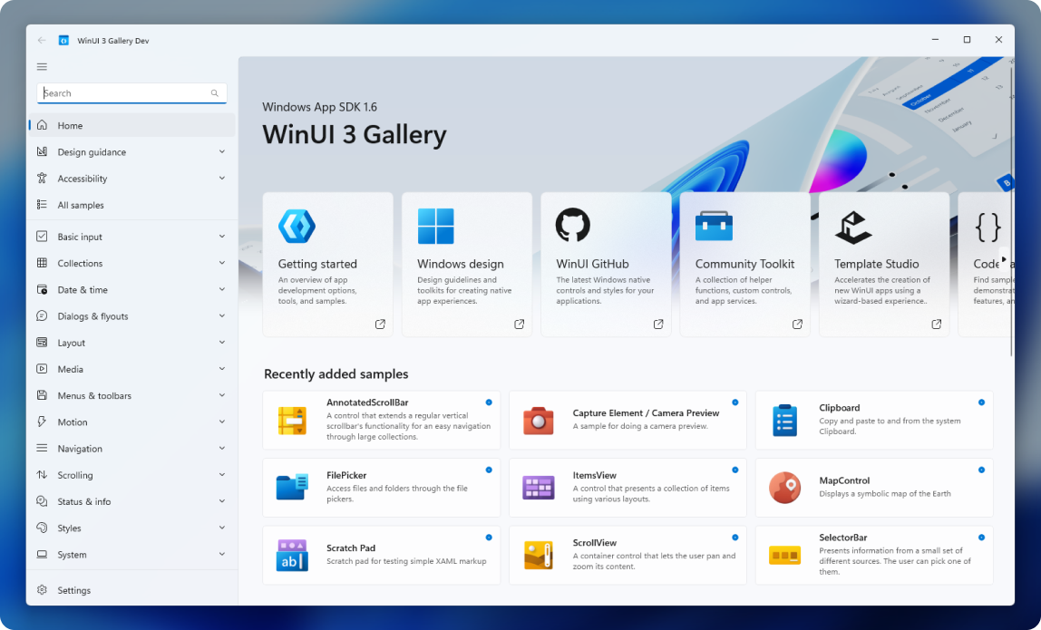 WinUI-Gallery screenshot 2