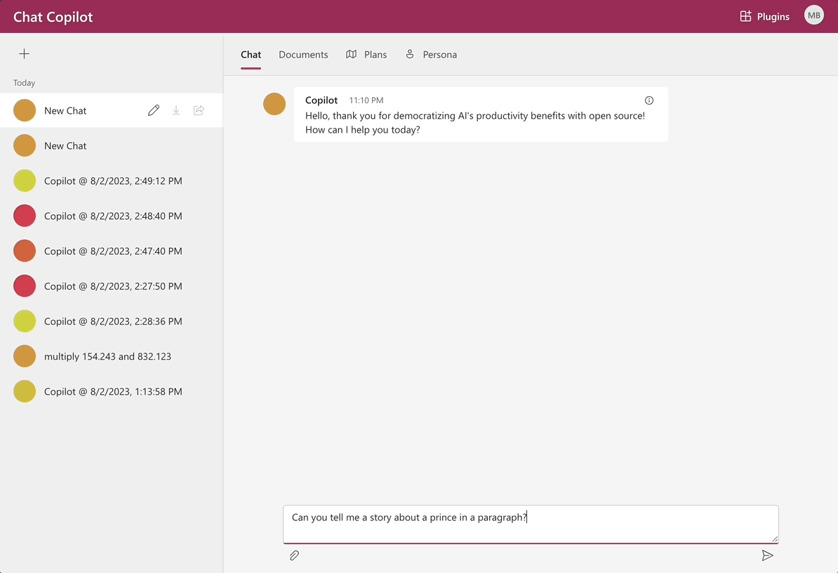 chat-copilot screenshot 1