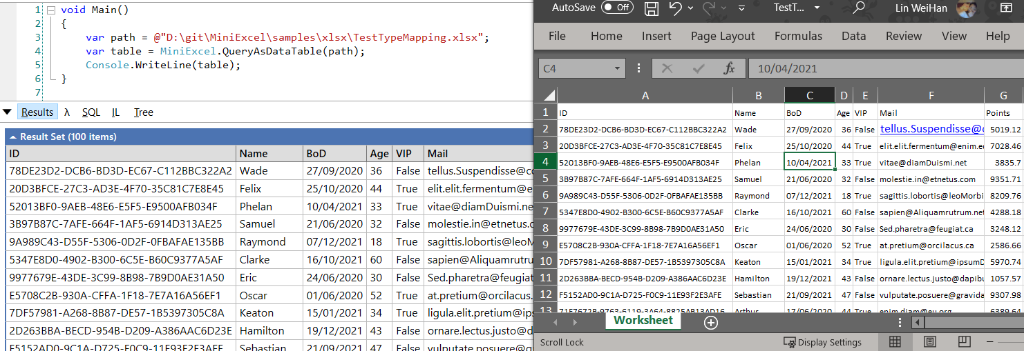 MiniExcel screenshot 3