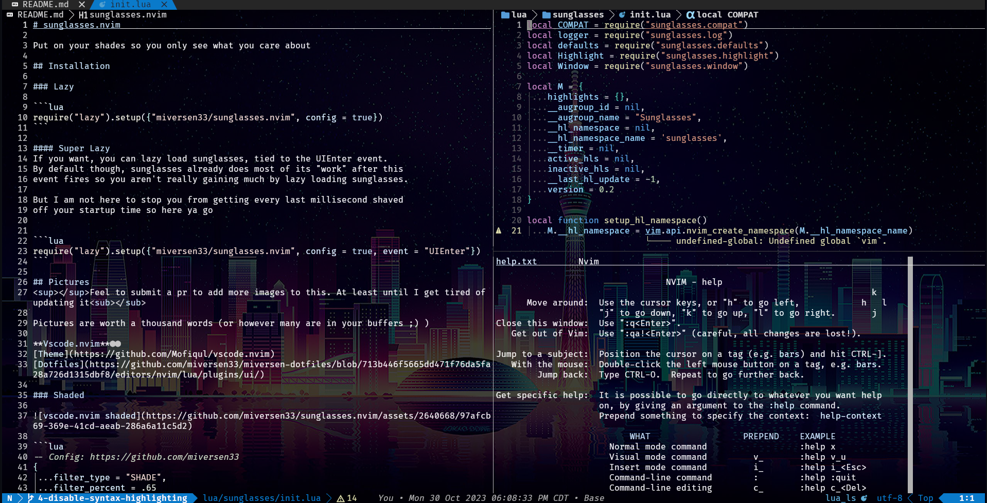 sunglasses.nvim screenshot 2