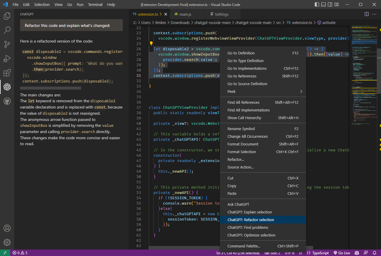 chatgpt-vscode screenshot 2