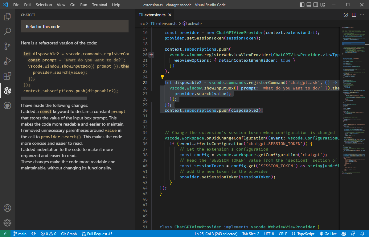 chatgpt-vscode screenshot 5
