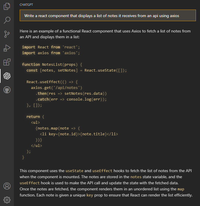 chatgpt-vscode screenshot 3