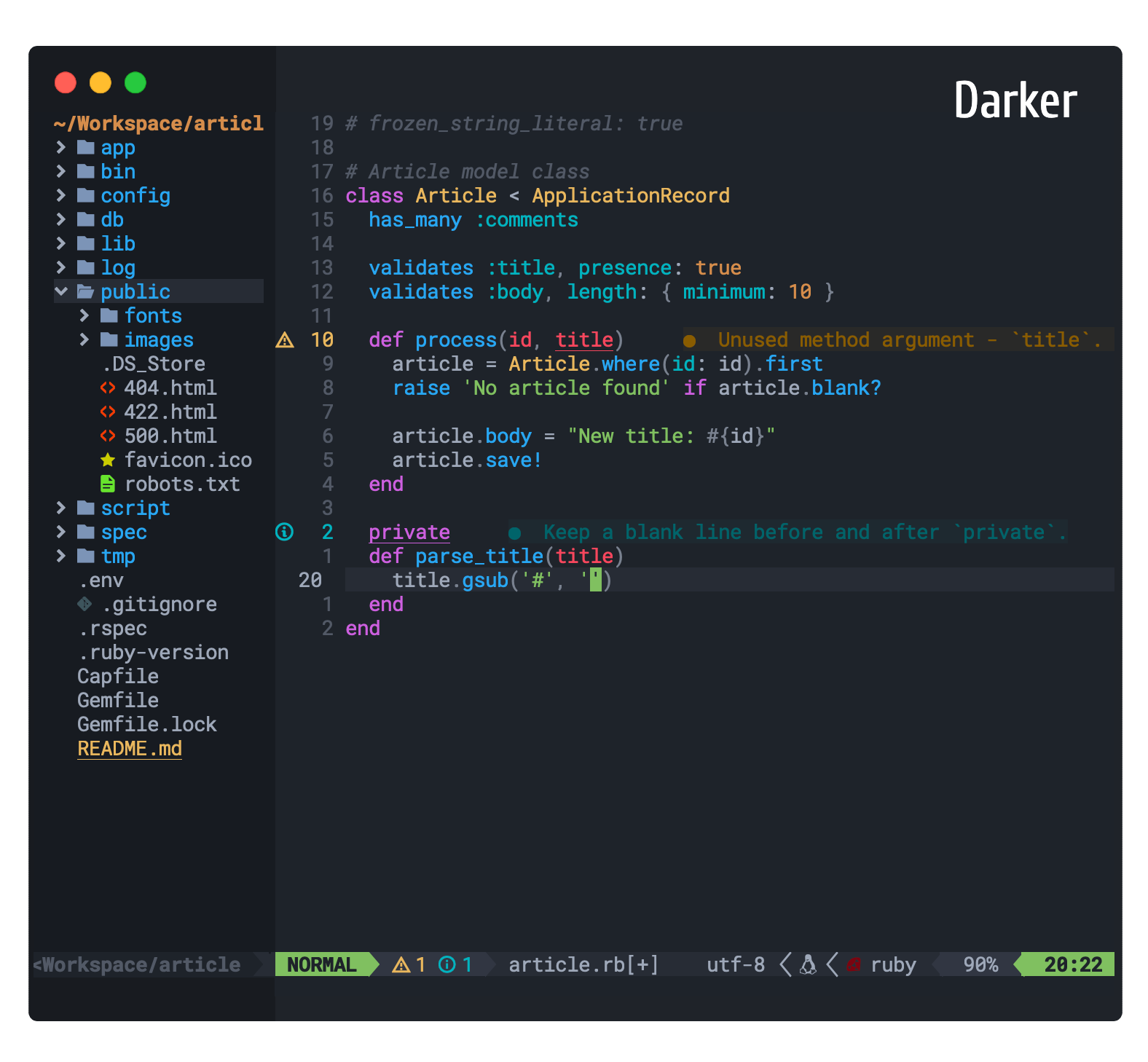 onedark.nvim screenshot 3